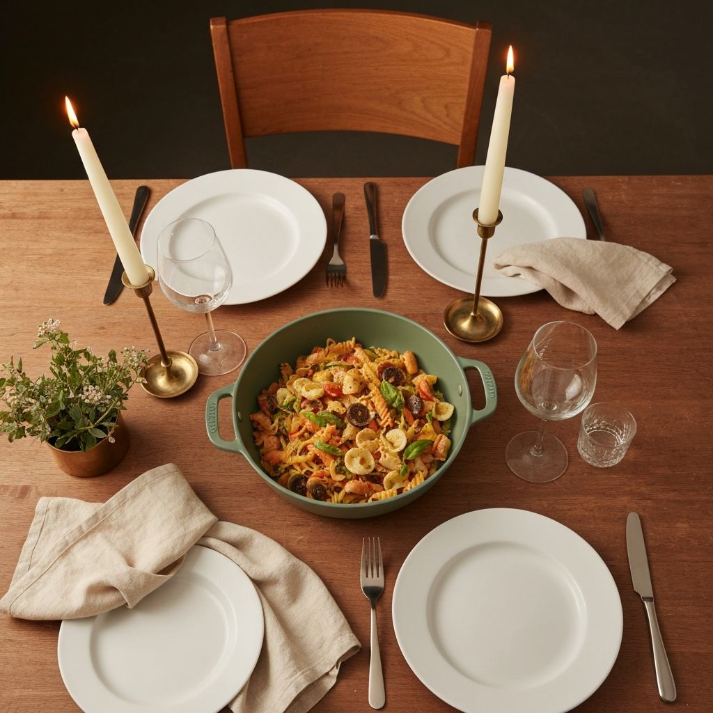Our Place cookware serving as a centerpiece on a dining table — from stove to table design